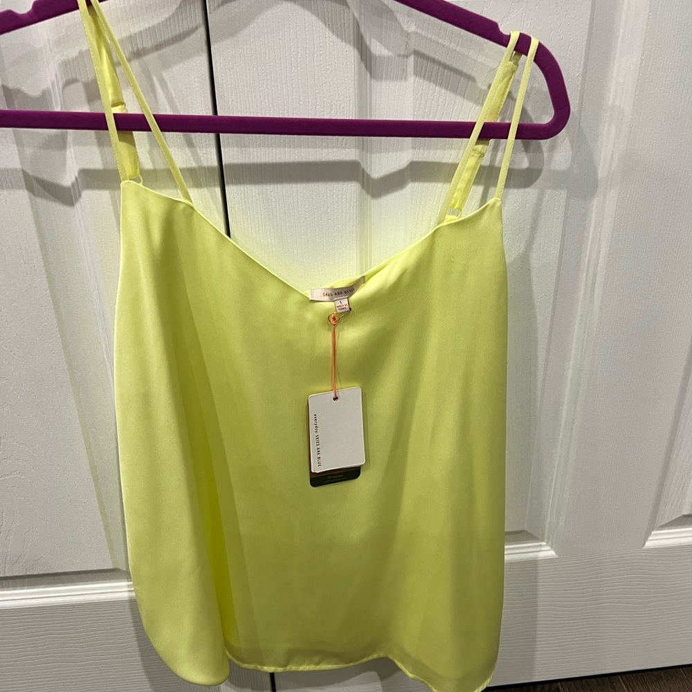 Skies Are Blue Neon Yellow Camisole Top